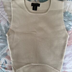 Women's Cream Ribbed Top